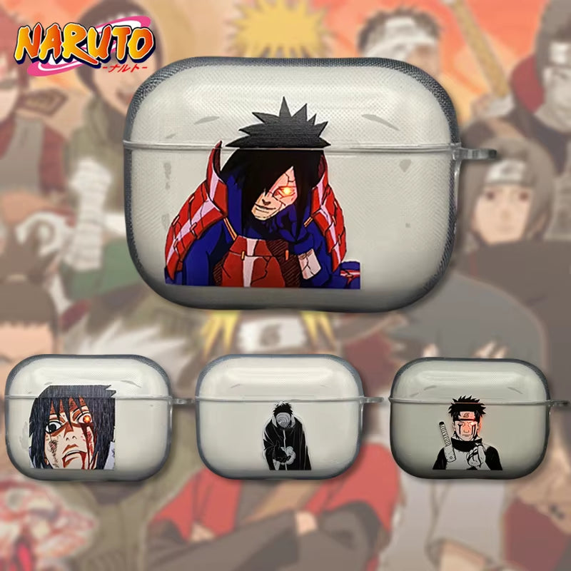 Anime Naruto Uchiha Sasuke Earphone Case for Airpods 4 3 2 1 Pro Pro2 Wirless Bluetooth Headphone Transparent Decorations Covers
